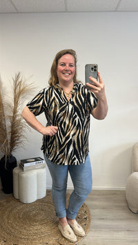 TRAVEL PRINT TOP ( 36 t/m 48) - ZEBRA