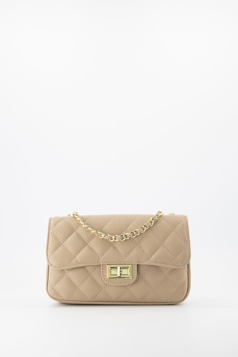 SOPHIA CLASSIC BAG LEER / TAUPE