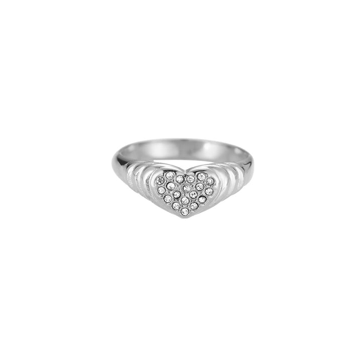 SPARKLING HEART RING - ZILVER