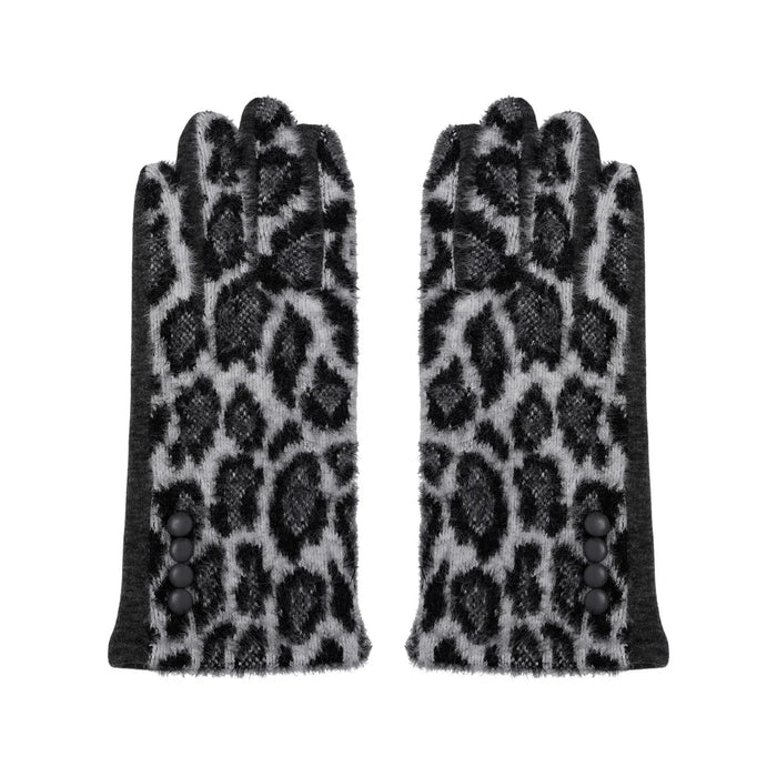 LEOPARD GLOVES - GRAY 