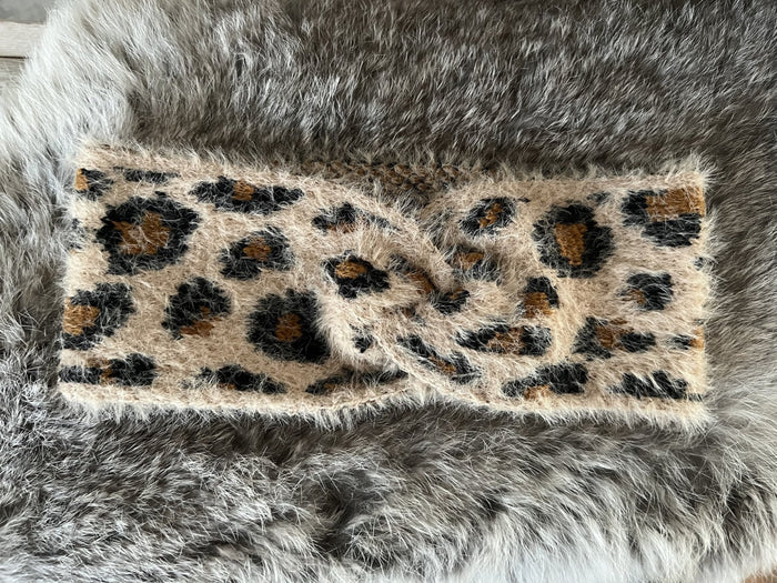 LEOPARD HEADBAND - BEIGE 